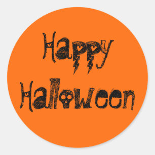 Rond Happy Halloween Sticker de texte de script Déplais