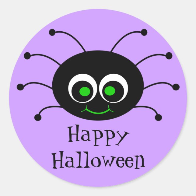 Rond Happy Halloween Toon Spider Sticker (Devant)