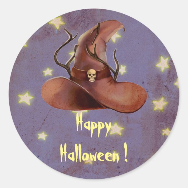 Rond Happy Halloween Witch Sticker Éffrayant Casquette (Devant)