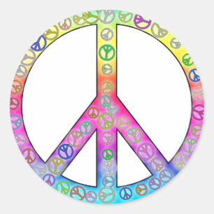Rond Happy Hippy Color Peace Sticker