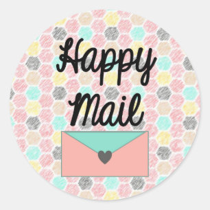 Rond Happy Mail Sticker - conception géométrique nid d'