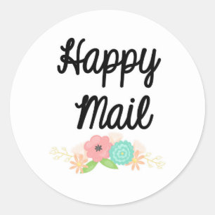 Rond Happy Mail Sticker - design floral! !