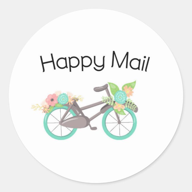 Rond Happy Mail Sticker - vélo floral! ! (Devant)