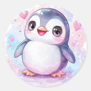 Rond Happy Penguin Round Pastel Sticker