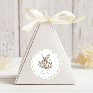 Rond Happy Sticker Lapin de Pâques Gold Cercle Frame