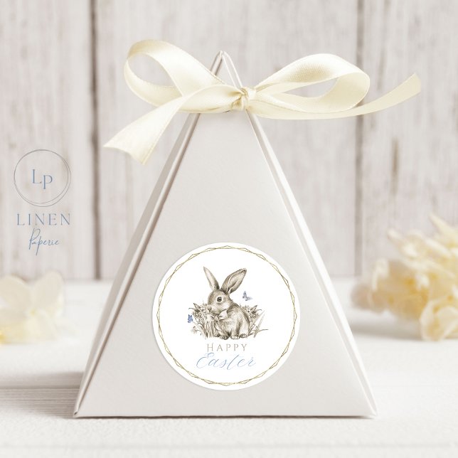 Rond Happy Sticker Lapin de Pâques Gold Cercle Frame (Créateur téléchargé)