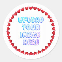 Heart Border Round Sticker with a Business Logo