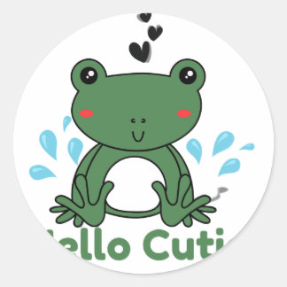 Rond Hello Cutie Frog Sticker – Cute Aesthetic Round St