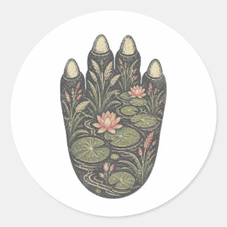 Rond Hippopotamus Botanical Footprint Nature Sticker