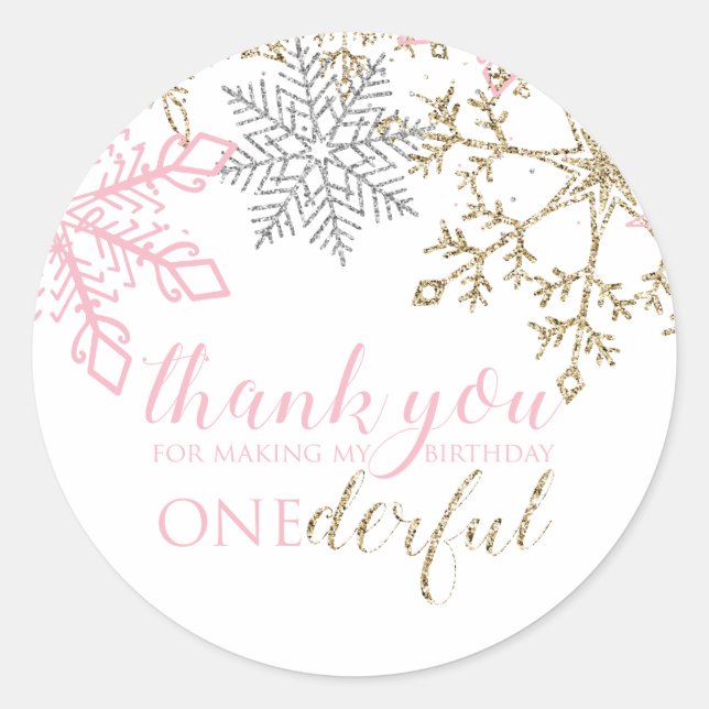Rond Hiver Onederland Favoriser Merci Sticker (Devant)