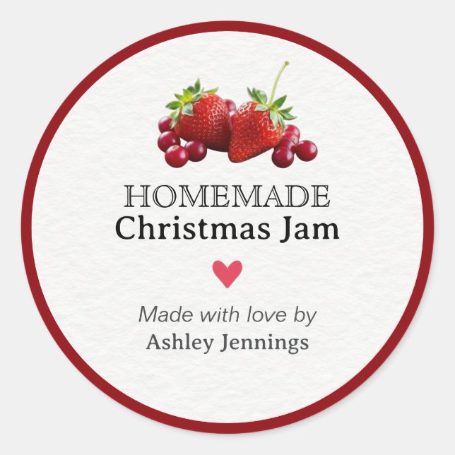 Rond Homemade Christmas Jam Label | Custom Sticker (Devant)