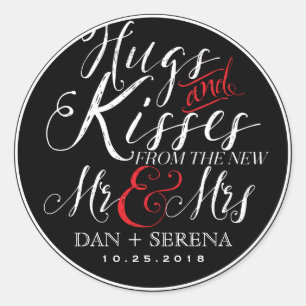 Rond Hugs Kisses New Mr et Mme Wedding Favor Sticker