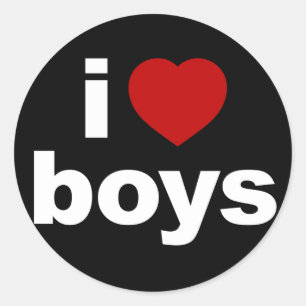 Rond I Love Boys Sticker noir