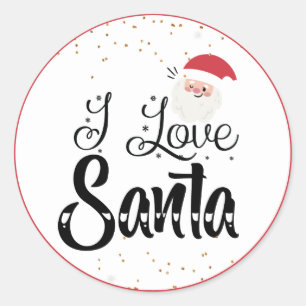 Rond I Love Père Noël Classic Round Sticker