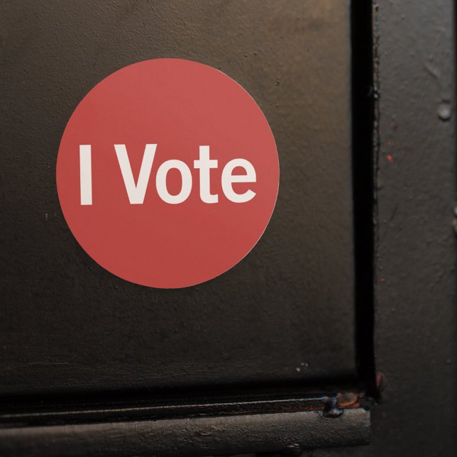 Rond I Vote Sticker - Blanc sur Rouge (personnalisable) (Créateur téléchargé)