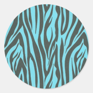 Rond Impression Zebra en Sticker Turquoise