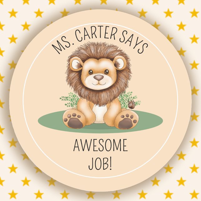 Rond IMPRESSIONNANT Sticker de récompense pour l'enseig (AWESOME JOB School Teacher Student Reward Sticker. Personalize with your own name and message.)