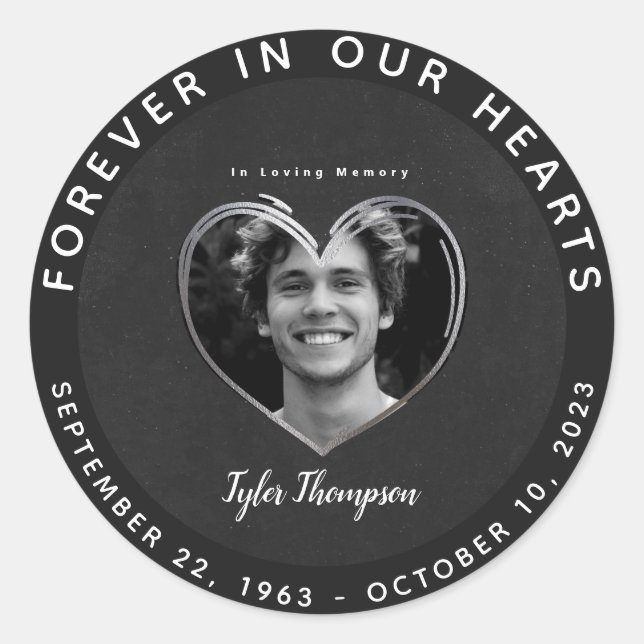Rond In Loving Memory Photo Classic Round Sticker (Devant)