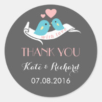 Inséparables gris rose mariage Favor Sticker