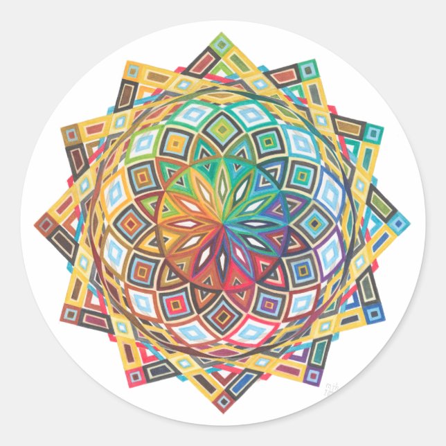 Rond Intricate Geometric Mandala Sticker (Devant)