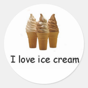 Rond J'aime crème glacée 3 cônes Sticker