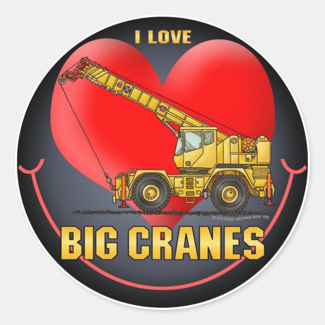 Rond J'Aime Grosse Grue Sticker pour enfants (Devant)