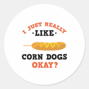 Rond J'Aime Vraiment Les Chiens De Maïs Drôle Sticker C
