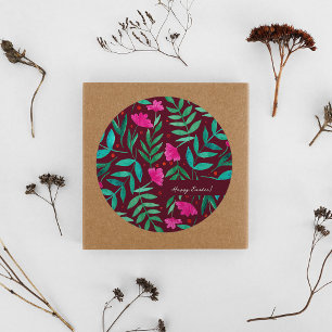 Rond Jardin magique - Sticker magenta et vert de Pâques