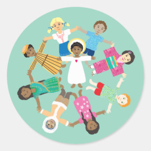 Rond Jésus et les enfants Sticker
