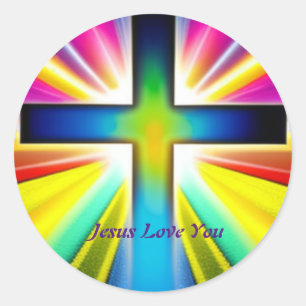 Rond Jesus Love You Cross Classic Round Sticker