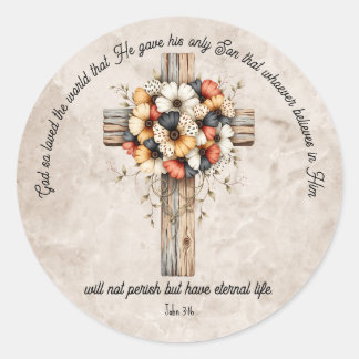 Rond John 3:16 Bible Verse Classic Round Sticker