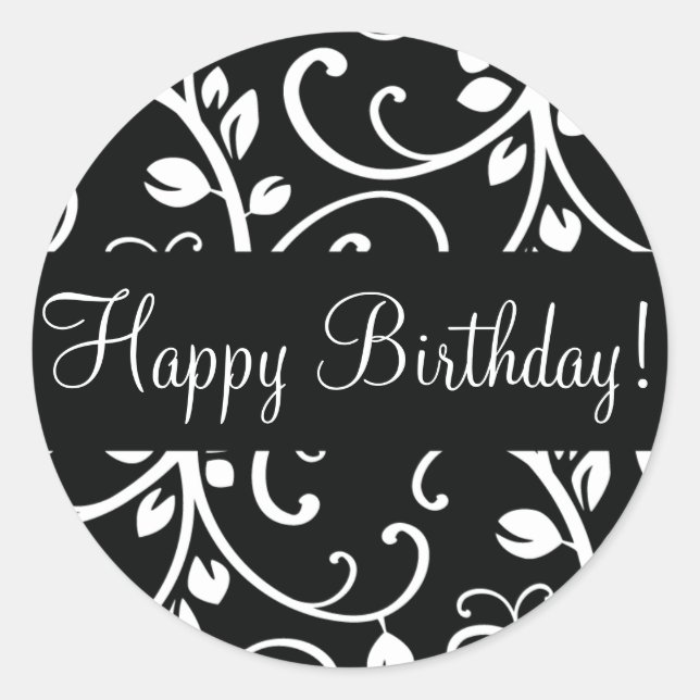 Rond Joli Anniversaire Floral Vine Enveloppe Sticker (Devant)