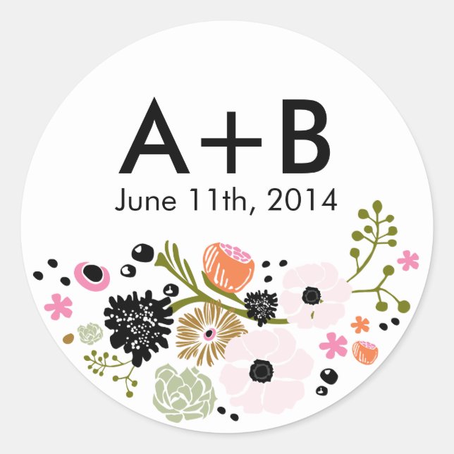 Rond Joli Bouquet Mariage floral Sticker (Devant)