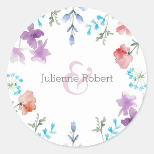 Rond Joli Sticker Mariage Floral Rustique Fleur sauvage