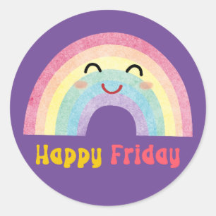 ROND JOLI VENDREDI RAINBOW CLASSIC ROUND STICKER