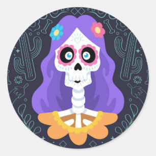 Rond Jour de la mort Halloween Sticker crâne sucre