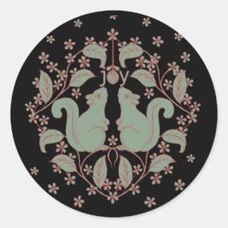 Rond Joy Écureuils avec Sticker d'art animal Fleurs