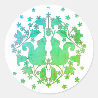 Rond Joy Écureuils avec Sticker d'art animal Fleurs