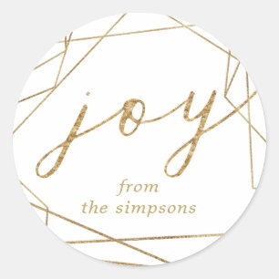 Rond Joy Gold Géométrique Holiday Classic Round Sticker
