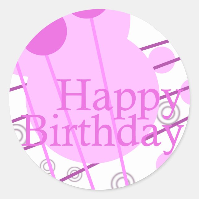 Rond Joyeux Anniversaire rose Sticker (Devant)