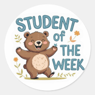 Rond Joyeux élève de l'ours de la semaine Sticker de ré