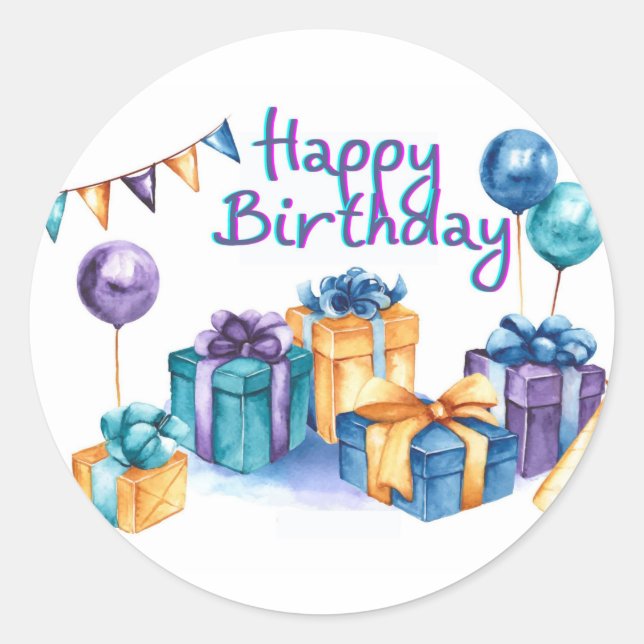 Rond Joyeux Sticker d'anniversaire (Devant)