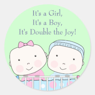 Rond Jumeaux en Lit, Fille et Bébé Sticker