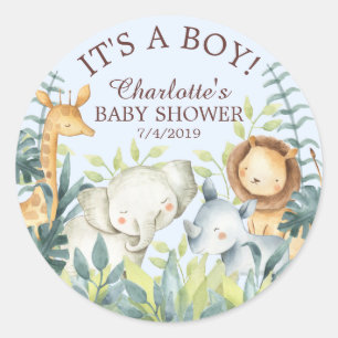 Rond Jungle Animaux Baby shower Merci Favoriser Sticker