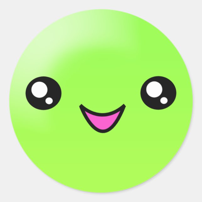 Rond Kawaii Sugar Dots Lime Happy Sticker Visage (Devant)