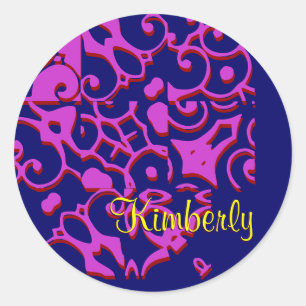 Rond Kimberly Designer Name Sticker - Personnalisable