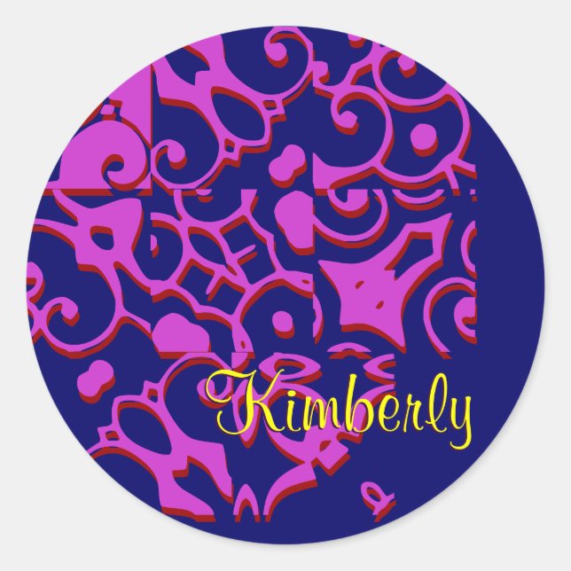 Rond Kimberly Designer Name Sticker - Personnalisable (Devant)