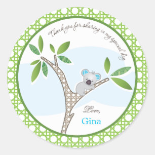 Rond Koala Bear Sticker Baby shower Faveur