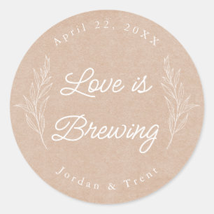 Rond Kraft Paper Love est la bière à café Favee Sticker