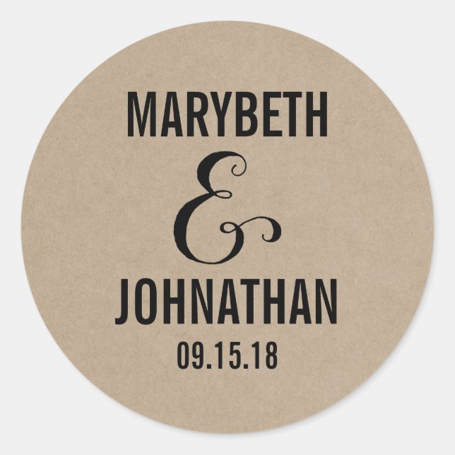 Rond Kraft Rustic Modern On Do Script Mariage Sticker (Devant)